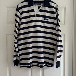 L.L. Bean Navy and Cream Rugby Shirt